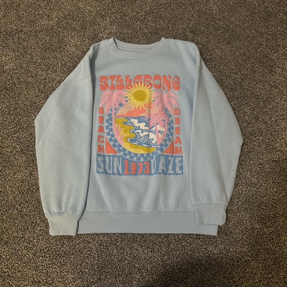 Billabong Light Blue Graphic Crewneck Sweater